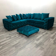 Large Square Footstool Coffee Table Upholstery Fabric Footstools Matching Button