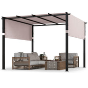 10x10 Flat Top Pergola Canopy with Retractable Shade Heavy Duty Metal Frame