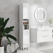 High Gloss doors Bathroom Tallboy Free Standing Cabinet Tall Storage Cupboard