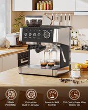 15 Bar Automatic Bean-to-Cup Coffee Machine Built-in Grinder 58mm Coffee Maker
