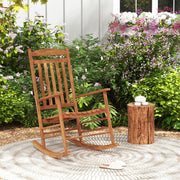 Outdoor Patio Wood Rocking Chair High-Back Poplar Wood Rocker