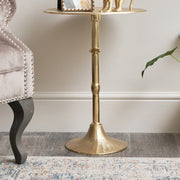 Round Gold Metal Side Table bedside coffee table metallic occasional table