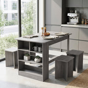 5pcs Dining Table and Stools Set Bar Dining Table Storage Shelf for Kitchen