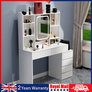 Dressing Table With 6 Drawers LED Mirror Set Makeup Desk Vanity Table Bedroom