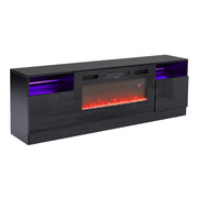 70inch Black TV Stand Cabinet Electric Fireplace Unit 12 LED Colour Fire Flame