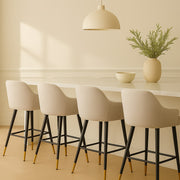 Zurich Modern Velvet Padded Bar Stool Chair with Black Metal Legs