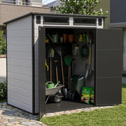 6'x4' 6'x6' Plastic Garden Storage Shed Outdoor Tool Storage House With Floor
