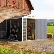 Garden Shed Metal Apex Roof Outdoor Storage House With Ventilation & Padlock