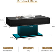 High Gloss LED Coffee Table Cocktail Center Table Modern Living Room Rectangle