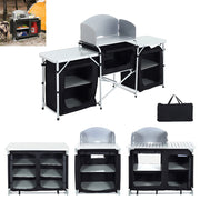 Outdoor Camping Kitchen Cupboard Cook Table Folding Storage Unit Shelf w Handbag