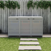 Wooden Triple Wheelie Bin Storage Store Outdoor Garden Rubbish Dustbin Shed UK