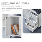 White Office Filing Cabinet Mobile Printer Stand File Storage Drawers Wheels