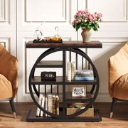 End Table for Living Room, 5-Tier Industrial Narrow Side Table with Metal Frame