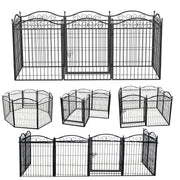 8 Panels Dog Playpen Heavy-duty Cage Lockable Door Garden Barrier Exercise Fence