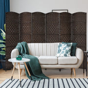 DARK BROWN ROOM DIVIDER 6 PANEL SOLID WEAVE WICKER FOLDING PRIVACY SCREEN PANEL