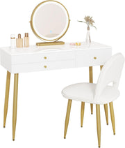 Dressing Table with LED Mirror and Stool 3 Drawers Makeup Vanity Desk Bedroom