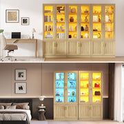 Display Cabinet with Glass Doors, Adjustable Shelves & LED Lights, Home Office