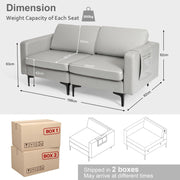 Modern Upholstered Loveseat Sofa 2-Seat Sofa Couch w/ Seat Cushions