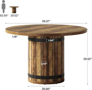 39.37-Inch Round Dining Table Farmhouse Wooden Kitchen Dinner Table for 4 People