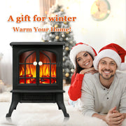 Electric Fireplace Log Burning Flame Effect Stove Fire Heater Black 750/2000W UK