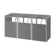 Triple Wheelie Bin Storage Metal Store Cover Garden Rubbish Dustbin 3 Sheds Grey