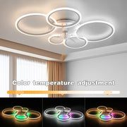 RGB LED Ceiling Fan Light Dimmable Chandelier Living Room Lamp W/ Remote Control