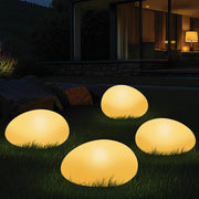 OMT Solar Powered LED Glowing Garden Stones 4 Pack Remote Control Colours