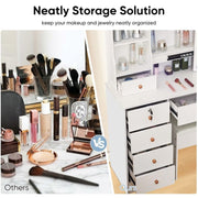 Dressing Table With Led Mirror Drawers Stool Set Makeup Desk Vanity Table Lights