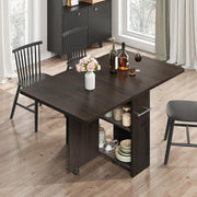 GARVEE Folding Dining Table for 4-6 Drop Leaf Table on Wheels Dark Walnut