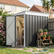 6 x 4 FT Garden Storage Shed Lean to Metal Outdoor Tool House with Lockable Door