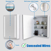 LED Bathroom Mirror Cabinet with Shaver Socket Demister Sensor Lights 70x50cm