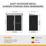 Lockable Metal Garden Storage Shed Outdoor Storage House Tool Sheds Shelf 5x3FT