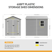 Grey Wood Grain Plastic Garden Shed 6x8 6x6 5x3 Outdoor Tool Bike Storage House