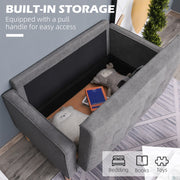 Compact 2 Seater Sofa with Hidden Storage and Rubberwood Legs Grey