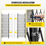 Uimoso Double Folding Security Gate Folding Door Gate 5' H x 10' W Scissor Gate