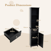 Freestanding Bathroom Storage Cabinet with 3 Open Shelves-Black