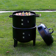 3 In 1 Charcoal Smoker BBQ Grill Patio Garden Camping Roaster with Thermometer