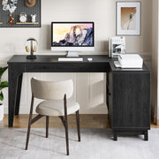 57 Inch L-Shaped Desk Modern Executive Office Computer Desk with Storage Cabinet