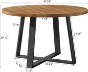 120cm Solid Wood Round Dining Table Modern Circle Kitchen Table for 4-6 People