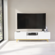 TV Unit TV Stand Sideboard Cabinet Cupboard White Gold Carved Doors 180cm
