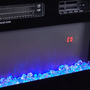 70inch Gloss Black TVs Stand Unit Cabinet with Electric Fireplace & 12 LED Light
