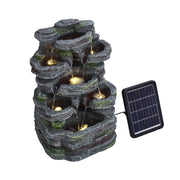 Solar Powered Garden Water Feature Outdoor Water Fountain Cascade with LED Light