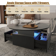 LED Coffee Table with 2 Drawers Cocktail Sofa Center Table for Living Room