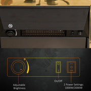 2000W Electric Fireplace Inset Fire Heater Realistic LED Coal Flame Effect Gold
