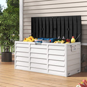 XLARGE Plastic Storage Box Bench Outdoor Garden Cushion Chest Utility Shed Wheel