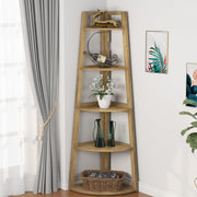70'' Tall Corner Shelf, 5-Tier Modern Corner Bookshelf Bookcase for Living Room