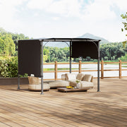 Garden Pergola Retractable Roof Canopy 3x3m Roll Up Side Outdoor Gazebo Shelter