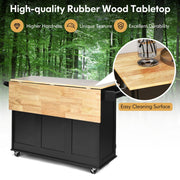 Kitchen Storage Trolley Cart Drawers Cabinet Rolling Island Cupboard Black