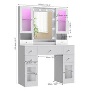 Dressing Table with 7 Drawers 4 Door & Charging Socket Makeup Desk Vanity Jdvizb