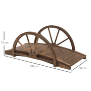Wooden Garden Bridge Lawn Décor Stained Finish Arc Outdoor Pond Walkway